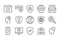 Computer secure and data protection related line icon set. Royalty Free Stock Photo